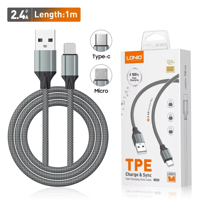 كابل  لدنيو اصلي ميكرو USB/MICRO LS441/V444 2.4A 1M 