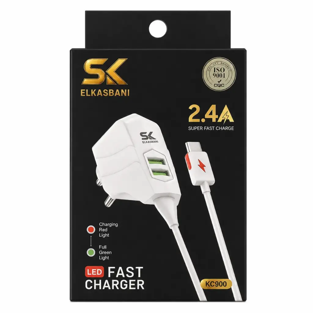  شاحن دوار تايب سي KC900 2USB 2.4 TYPE/C 