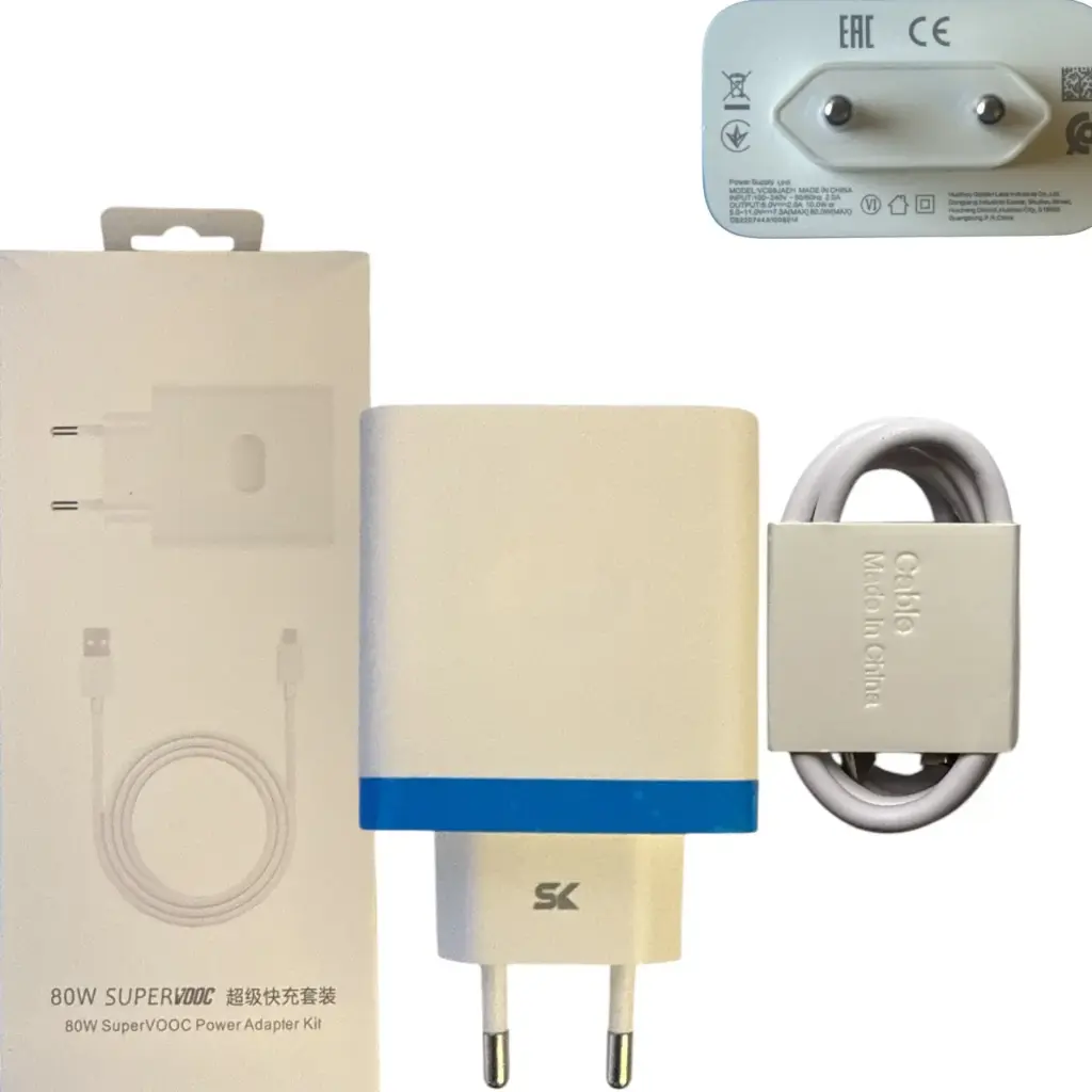 شاحن بضمان 80W OPPO SUPER VOOC USB TO C 2IN1 SK