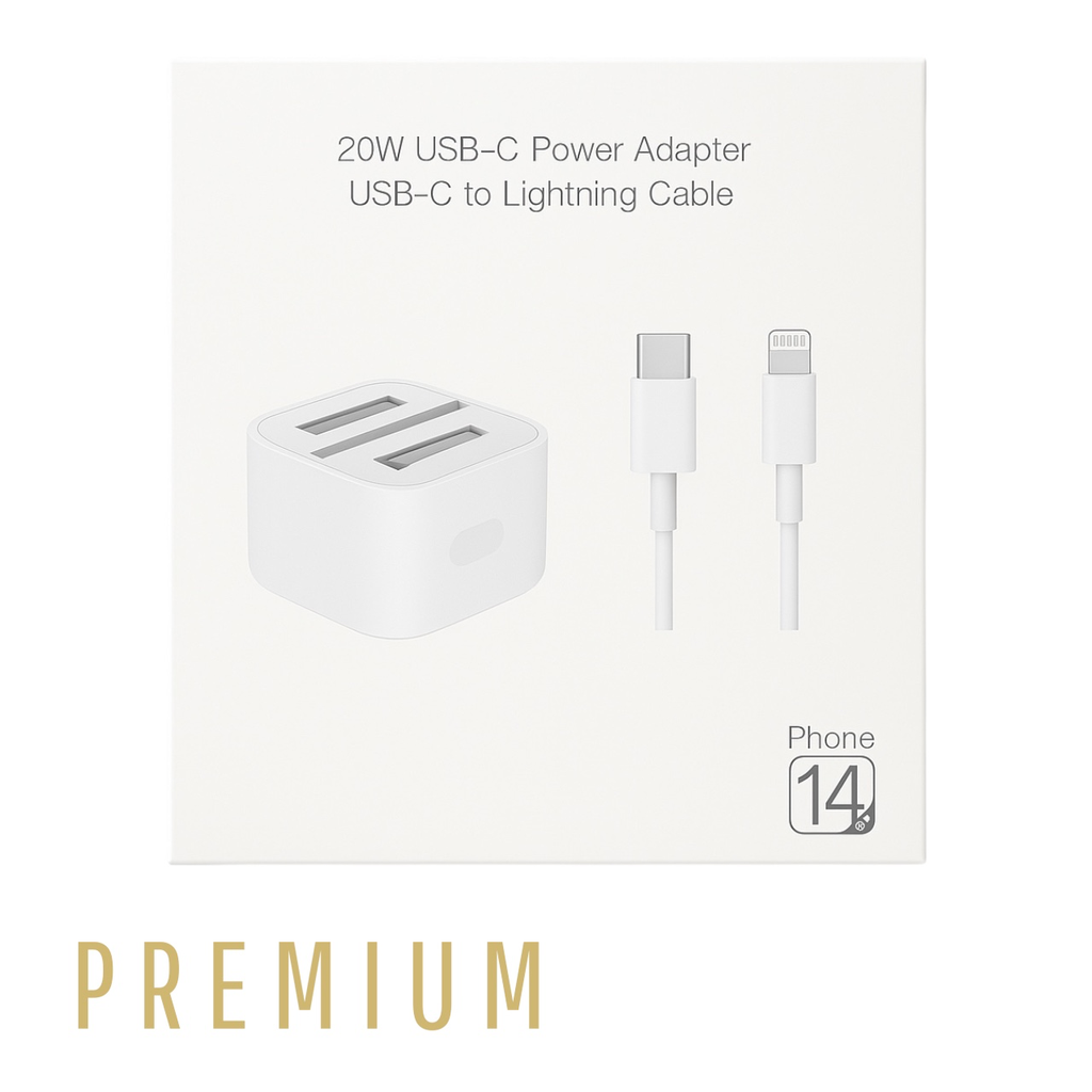 شاحن ثلاثي مع الكابل باكت بضمان  20W IPHONE 3PIN C TO LIGHTING SK