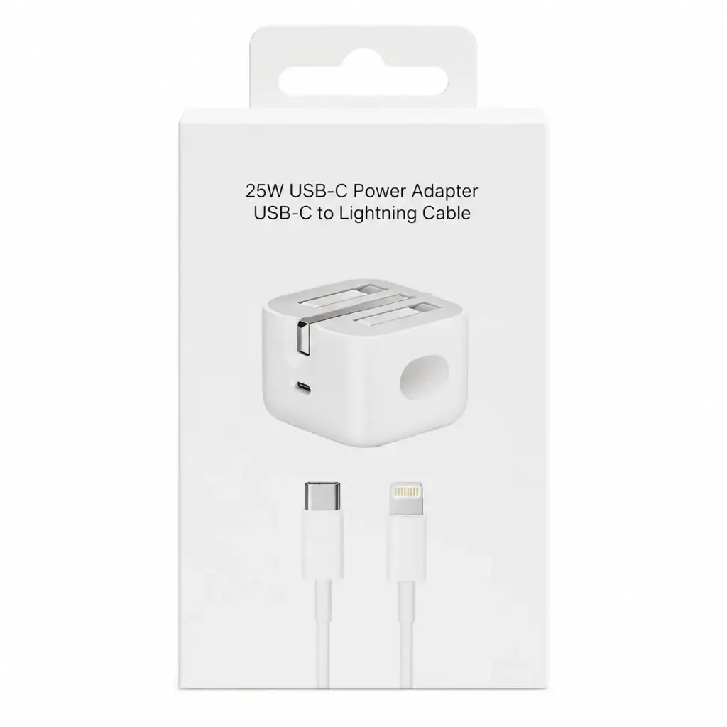 شاحن ثلاثي مع الكابل باكت بضمان  25W IPHONE 3PIN C/LIGHTING SK