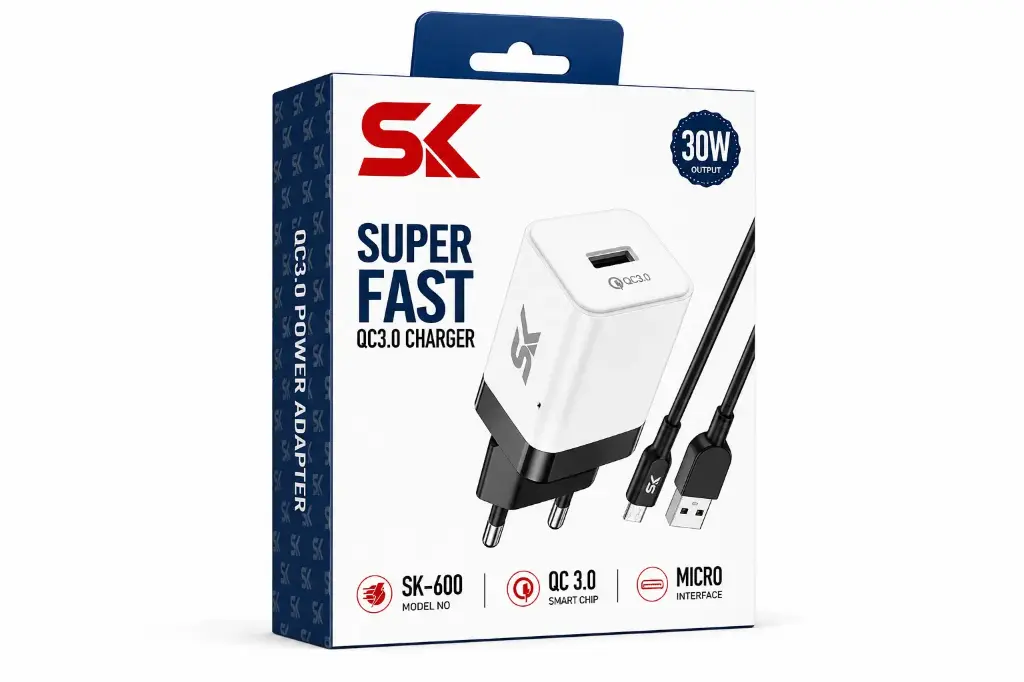 شاحن USB/V8 SK600 30W SUPER FAST/SUPER VOOC