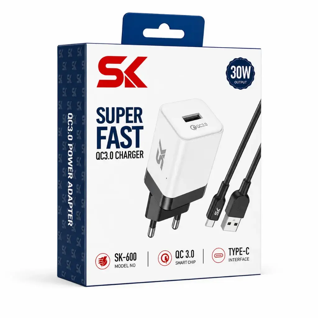 شاحن USB/TC SK600 30W SUPER FAST/SUPER VOOC