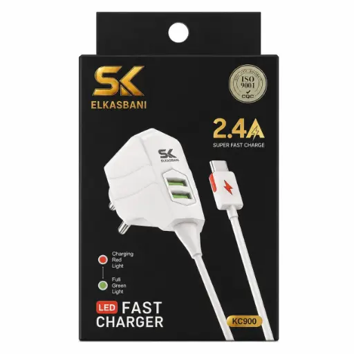  شاحن دوار تايب سي KC900 2USB 2.4 TYPE/C 