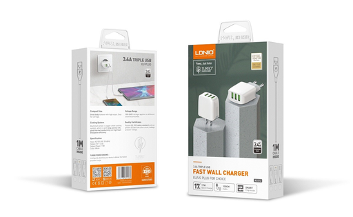 شاحن LDNIO CHARGER TURBO 3UCB FAST A3312 3.4A 