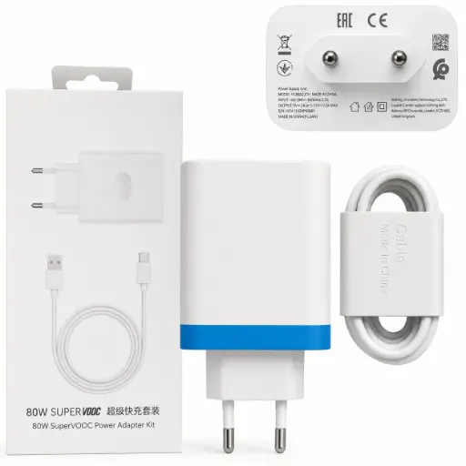 شاحن بضمان 80W OPPO SUPER VOOC USB TO C 2IN1 SK