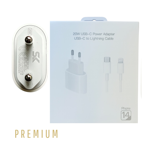 شاحن ثنائي باكت بضمان  20W IPHONE 2PIN C TO LIGHTING SK