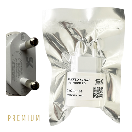 شاحن  ثنائي فقط كيس بضمان  25W IPHONE 2PIN PD SK