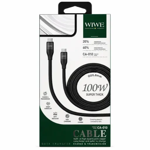  كابل CA010 100W BLACK TYPEC TO TYPCE