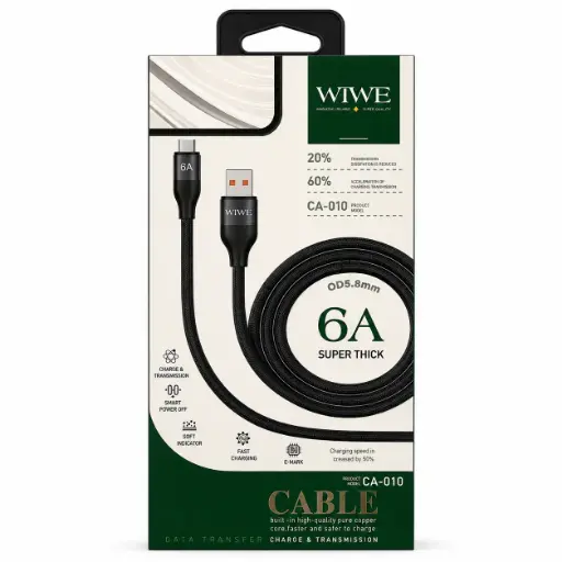  كابل CA010 6A BLACK USB TO TYPCE 