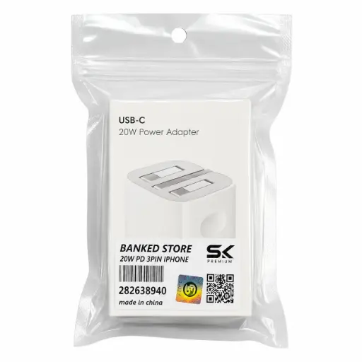 شاحن ثلاثي باكت بضمان  20W IPHONE 3PIN SK
