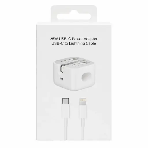 شاحن ثلاثي مع الكابل باكت بضمان  25W IPHONE 3PIN C/LIGHTING SK